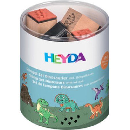 HEYDA Jeu de tampons à motif "Dinosaure", boîte ronde