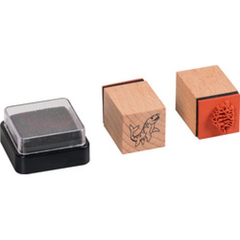 HEYDA Jeu de tampons à motif "Dinosaure", boîte ronde