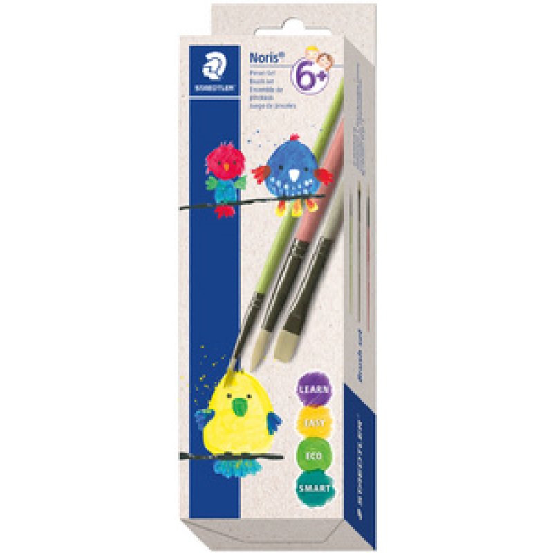 STAEDTLER Set pinceaux à poils synthétiques Noris, 3 pièces