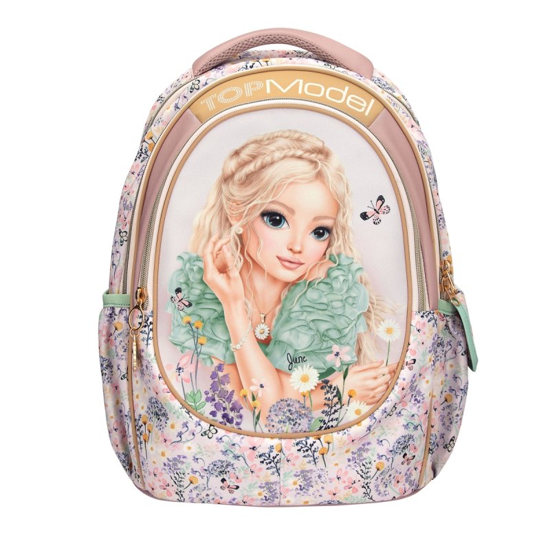 Topmodel - School Backpack SUMMER FEELING - Pastel Shades with Sage-Colored Details - 44x34x24 cm (413304)