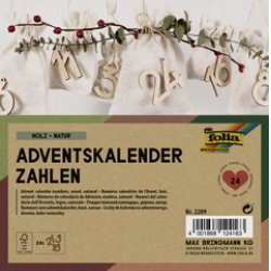folia Chiffres en bois pour calendrier de l'Avent, naturel