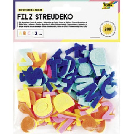 folia Décoration en feutre "Chiffres & lettres", 200 pièces