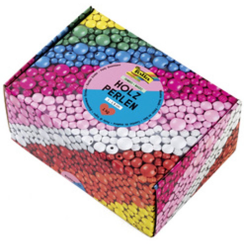 folia Mélange de perles en bois PASTEL Jumbobox, 1 kg