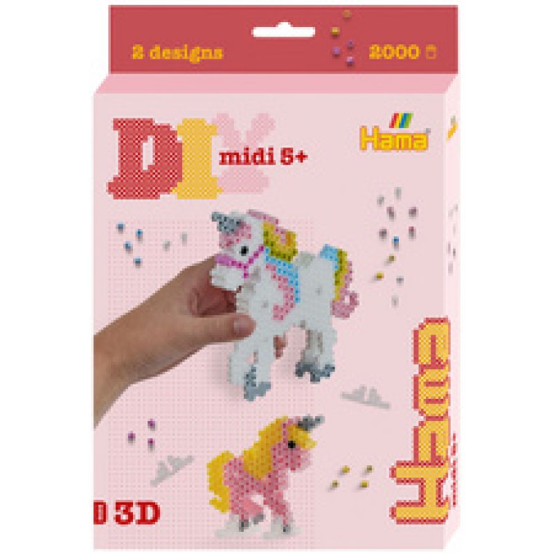 Hama Perles à repasser midi 3D "Licornes", coffret cadeau