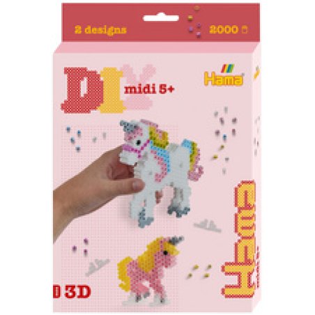 Hama Perles à repasser midi 3D "Licornes", coffret cadeau
