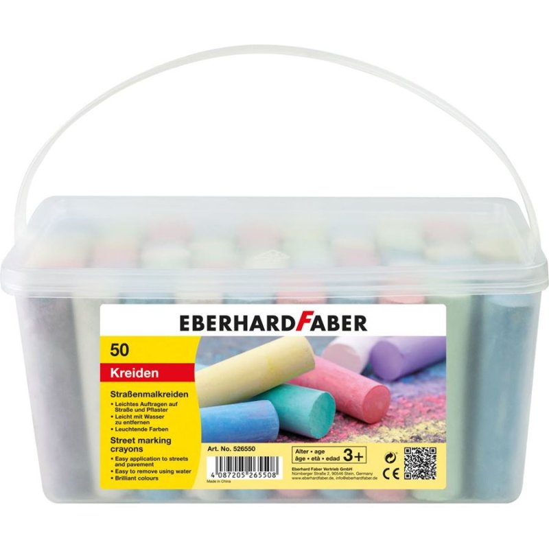 EBERHARD FABER Craie de trottoir, seau en plastique de 50