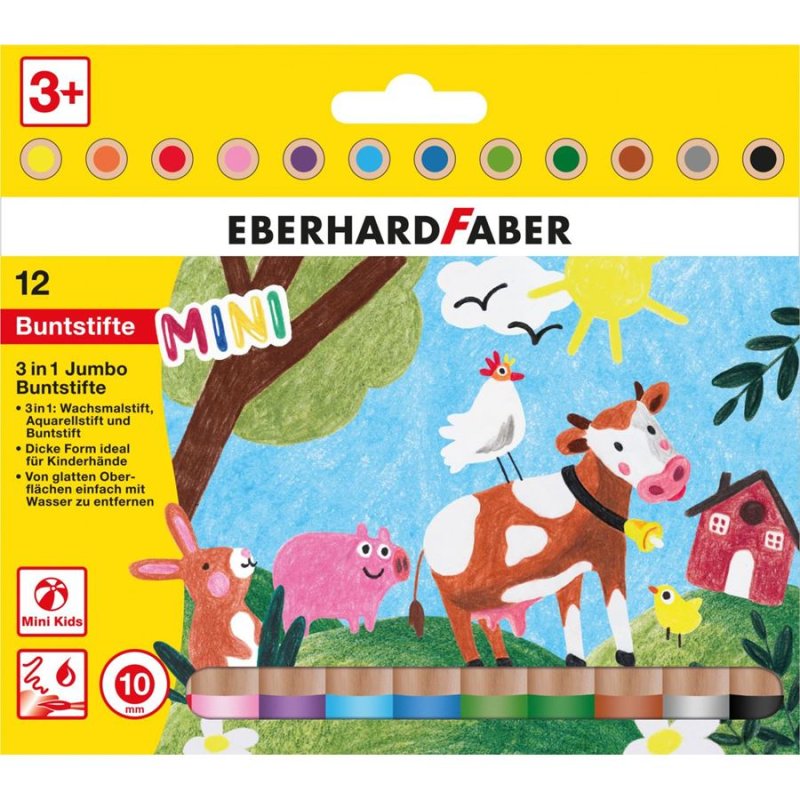 EBERHARD FABER Crayon de couleur 3 en 1 Jumbo MINI MAXI