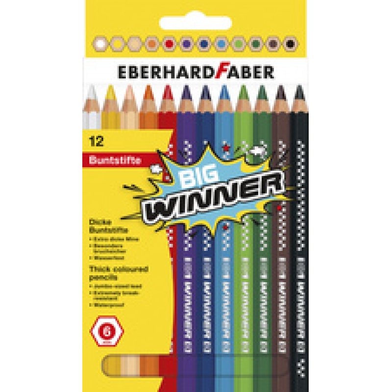 EBERHARD FABER Crayon de couleur BIG WINNER, étui de 12