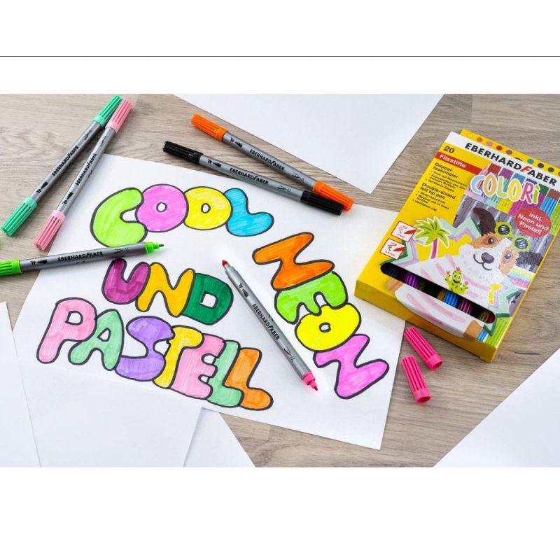 Eberhard Faber Colori felt pen Black, Blue, Brown, Cyan, Green, Orange, Pastel, Pink, Red, Yellow 20 pc(s)