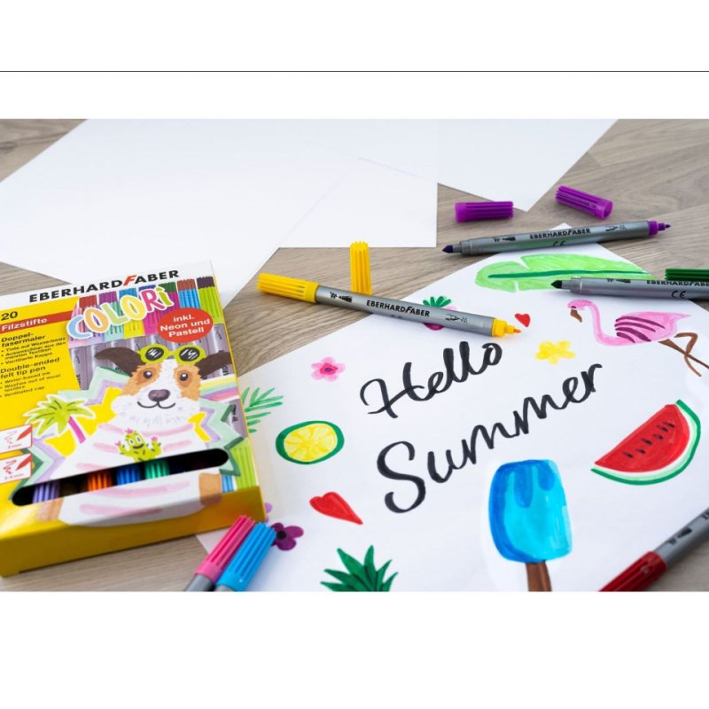 Eberhard Faber Colori stylo-feutre Noir, Bleu, Marron, Cyan, Vert, Orange, Pastel, Rose, Rouge, Jaune 20 pièce(s)