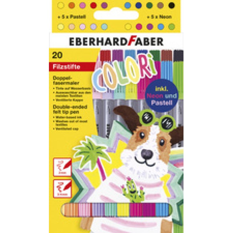 EBERHARD FABER Feutre double COLORI, étui carton de 30