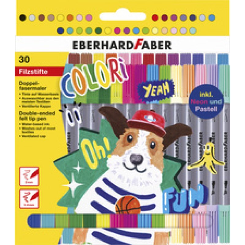 EBERHARD FABER Feutre double COLORI, étui carton de 30