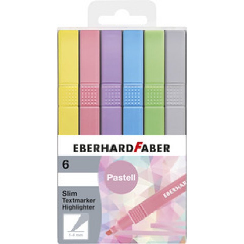 EBERHARD FABER Surligneur Slim, étui de 6, couleurs pastel