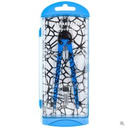 FABER-CASTELL Compas à réglage rapide, bleu fluo / noir