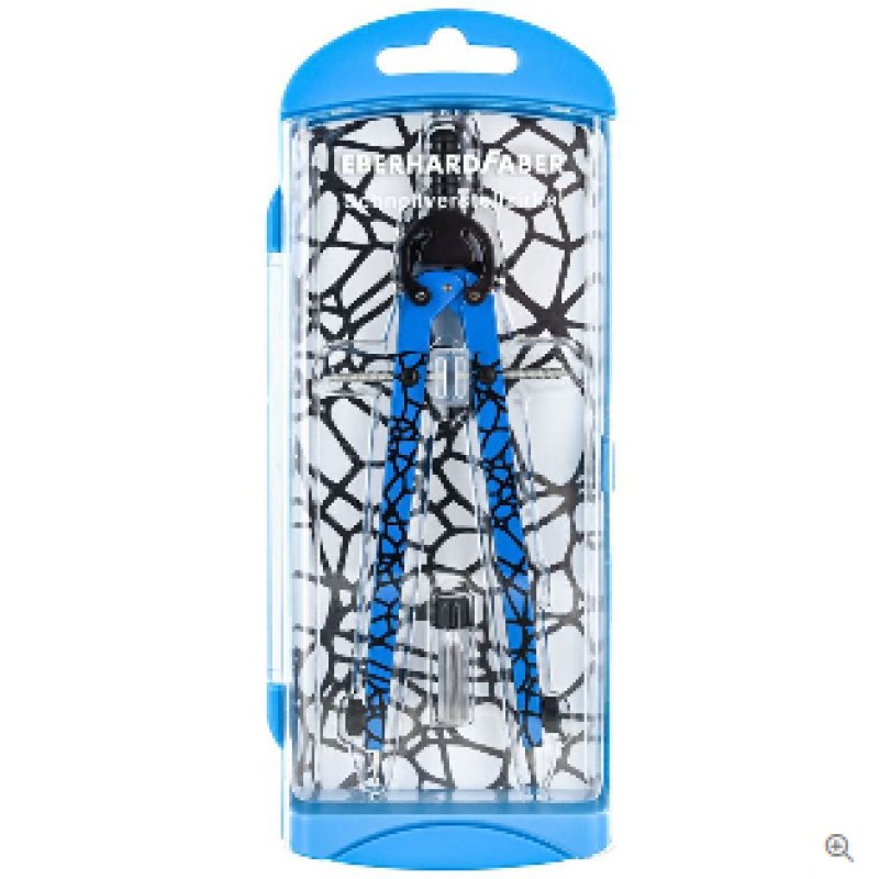FABER-CASTELL Compas à réglage rapide, bleu fluo / noir