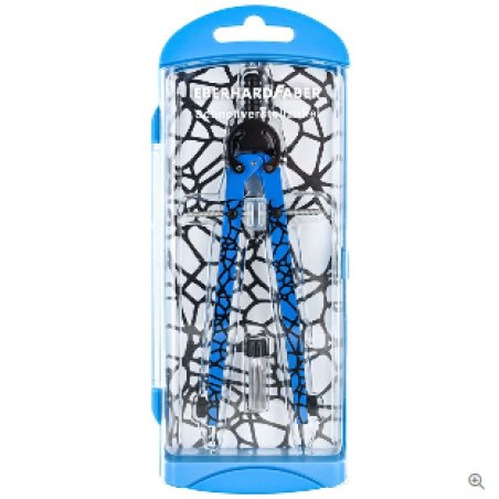 FABER-CASTELL Compas à réglage rapide, bleu fluo / noir