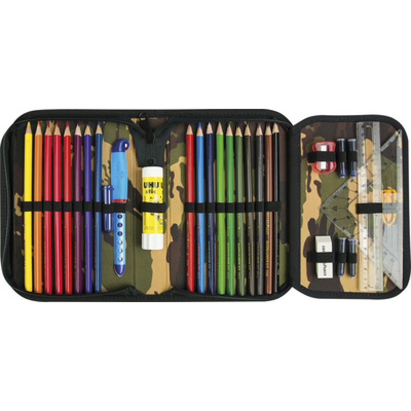 EBERHARD FABER Étui scolaire Camouflage, 32 pièces, gris