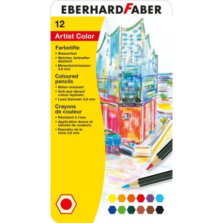 EBERHARD FABER Crayon de couleur Artist Color, étui de 12