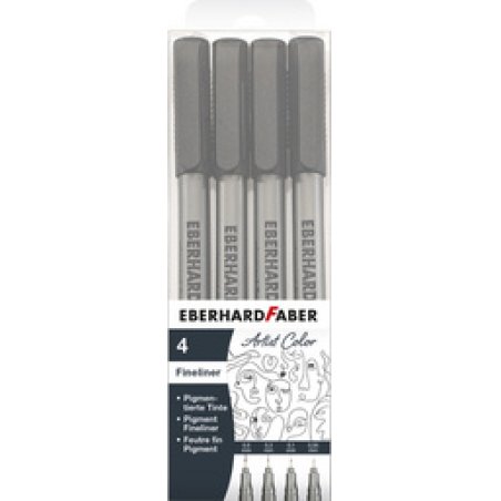 EBERHARD FABER Pigmentliner, schwarz, 4er Etui