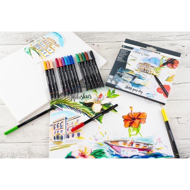 Eberhard Faber 558218 marqueur 18 pièce(s) Pointe fine Noir, Bleu, Marron, Vert, Gris, Orange, Rose, Rouge, Violet,