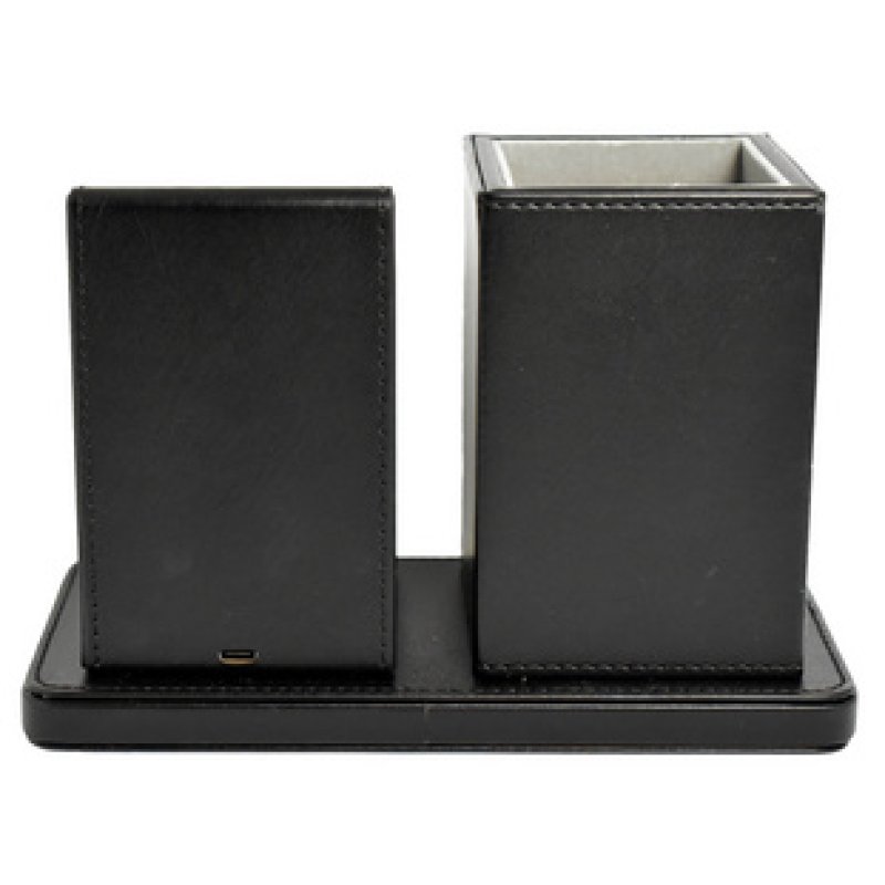 deflecto Organiseur de bureau avec chargeur Qi, noir