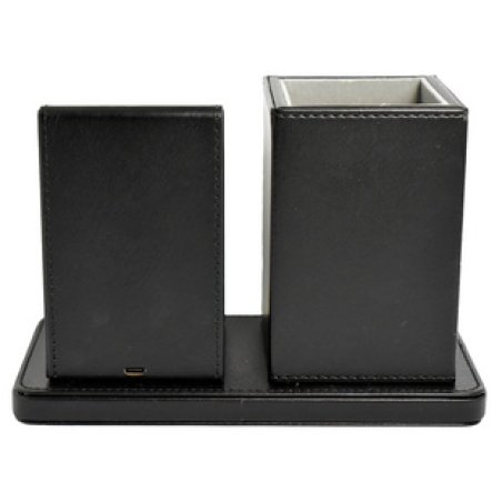 deflecto Organiseur de bureau avec chargeur Qi, noir