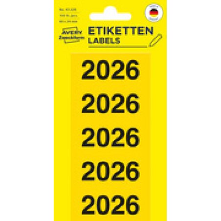 AVERY Zweckform Ordner-Inhaltsschild "2026", 60x26 mm, gelb