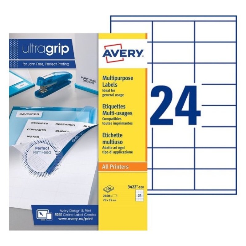 Avery 3422-100 printing paper A4 (210x297 mm) 100 sheets White