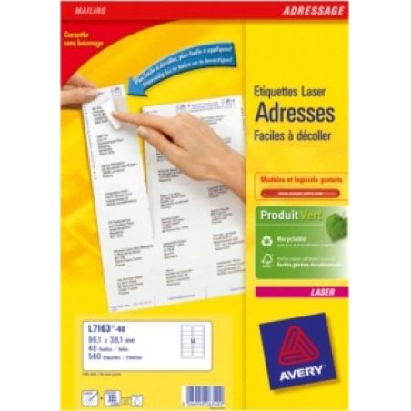 AVERY Zweckform Etiquettes adresse QuickPEEL, 99,1 x 38,1 mm