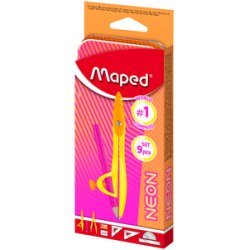 Maped Coffret de géométrie Mathset STUDY NEON, 9 pièces