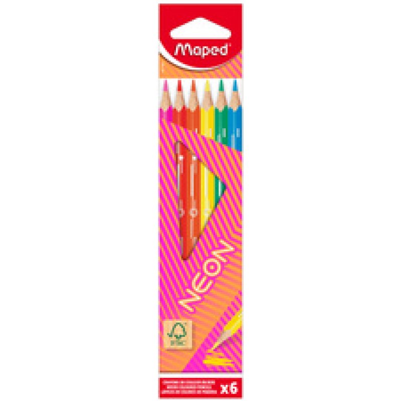 Maped Crayon de couleur triangulaire NEON, étui carton de 12