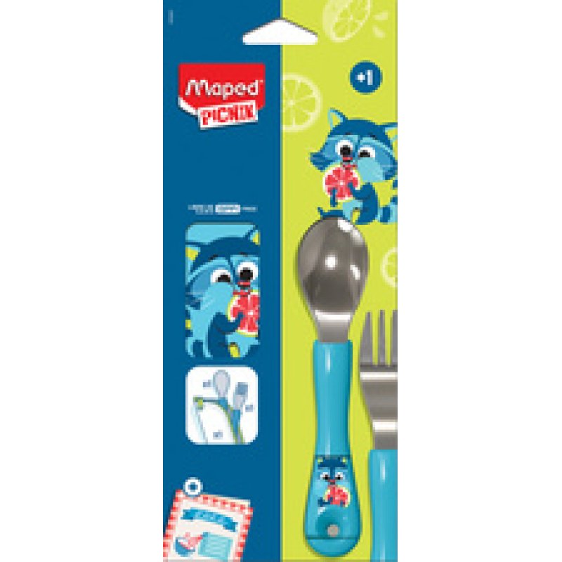 Maped PICNIK Set de couverts MINIZ Raton laveur, 3 pièces