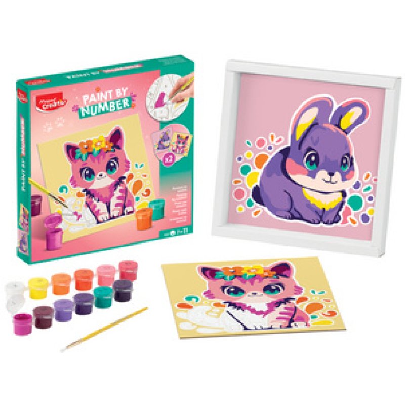 Maped Creativ Coffret de peinture au numéro Chat & Lapin
