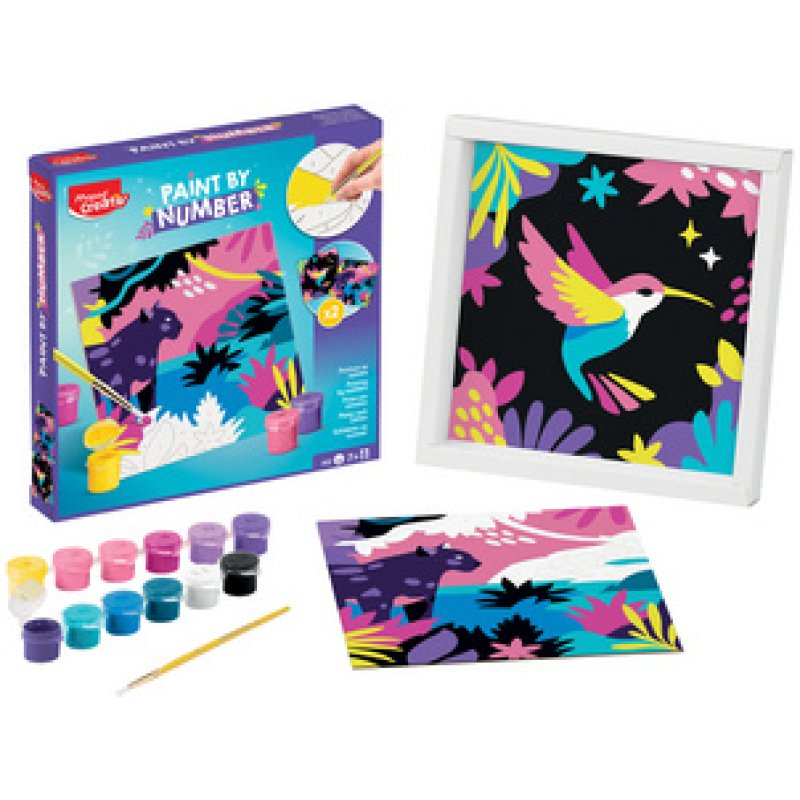 Maped Creativ Coffret de peinture au numéro Léopard / Oiseau