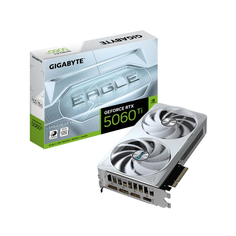 GIGABYTE GeForce RTX 5060 Ti EAGLE OC ICE 8G Carte Graphique – 8 Go GDDR7, 128 bits, PCI-E 5.0, 2617 MHz Fréquence