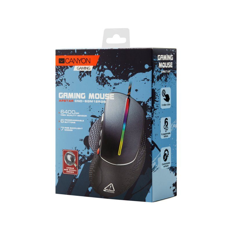 Canyon Gaming Mouse Apstar GM-12 6400 DPI/RGB/6 Keys bk retail