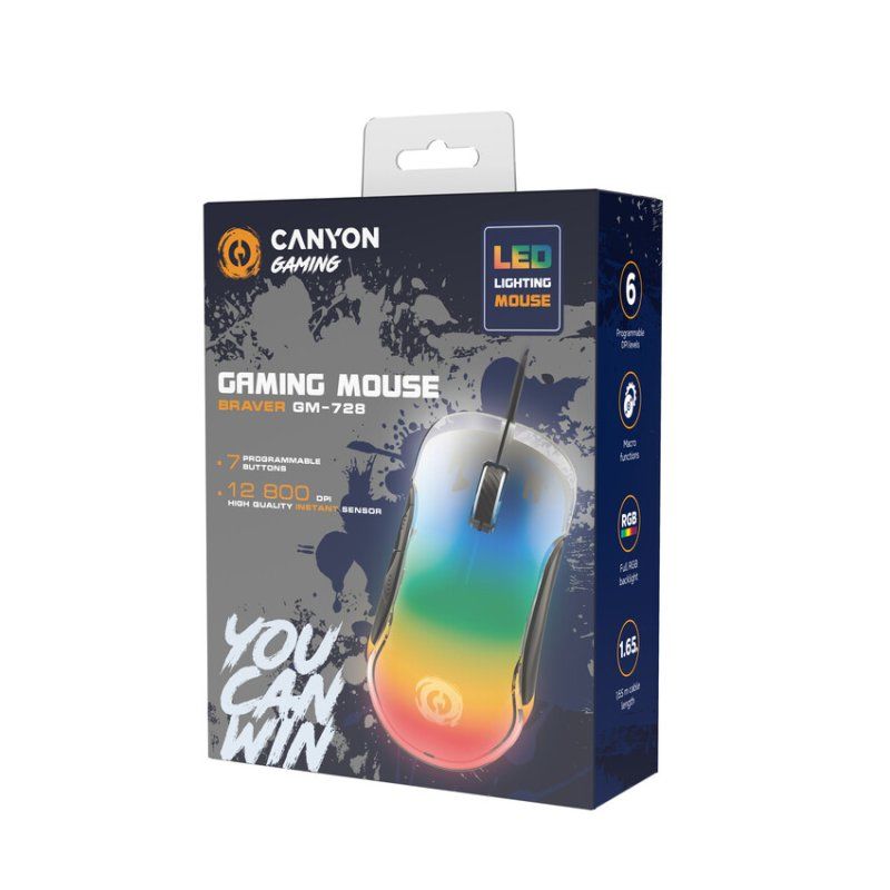 Canyon Gaming Mouse Braver GM-728 12800 DPI/RGB/7 Keys bk retail