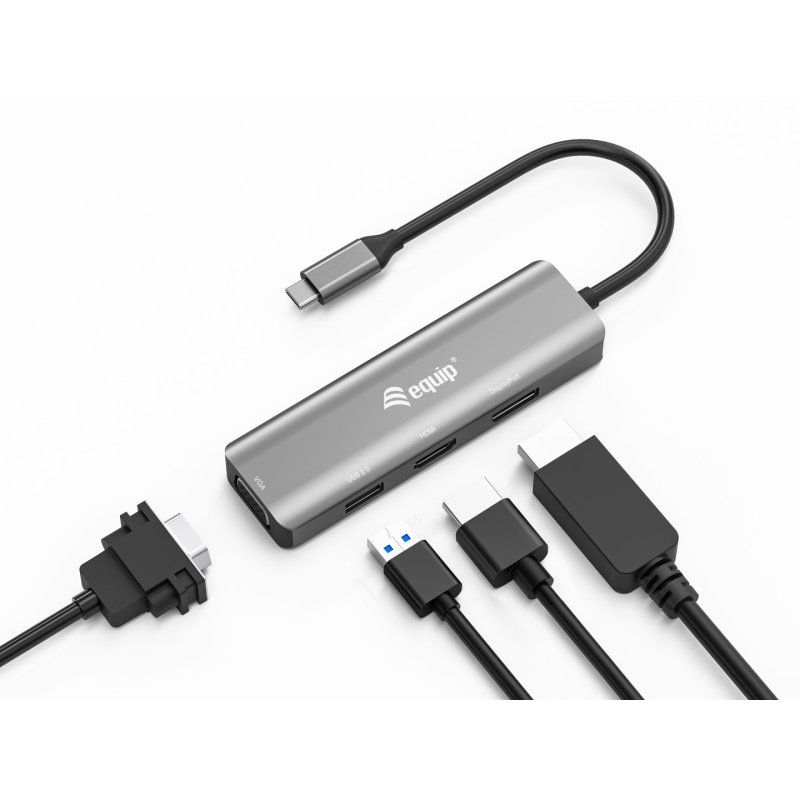 Equip Adapter USB-C - HDMI/DisplayPort/VGA 4K/1080P/60Hz gr