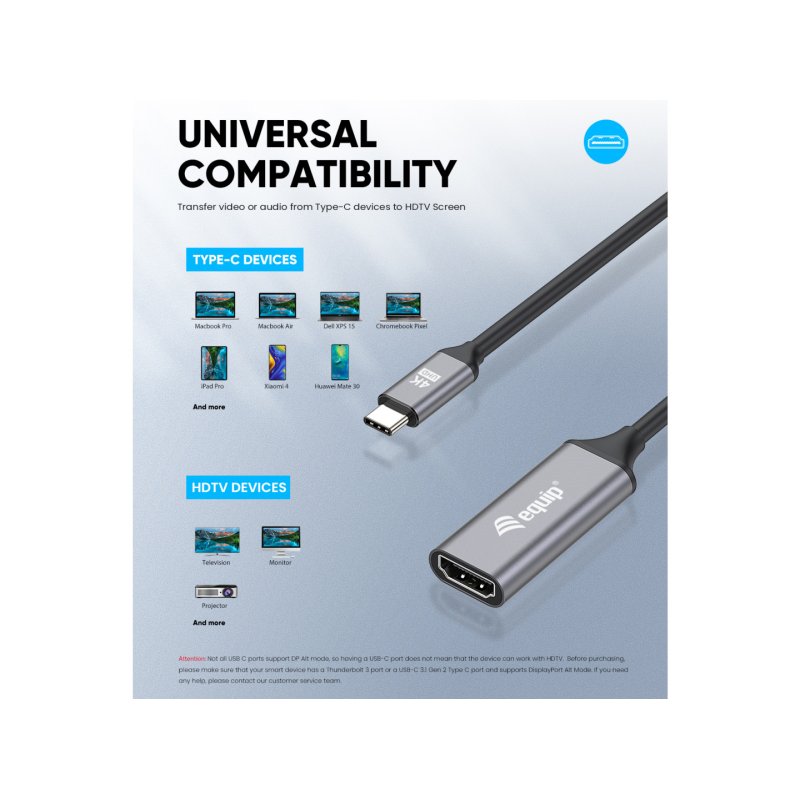Equip Adapter USB-C - HDMI 2.0 4K60Hz 0.15m gr