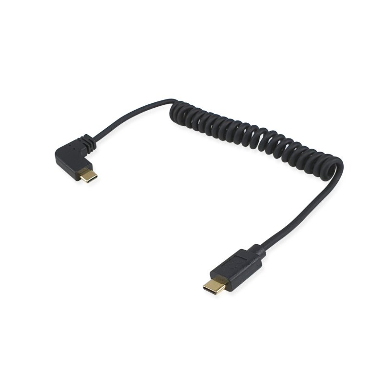 Equip Câble spiralé USB 2.0 C à C 90°, M/M, 1.0m, PD 60W