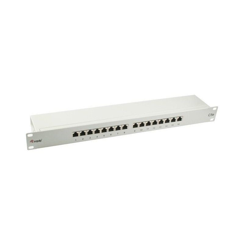 Equip Patchpanel 16x RJ45 Cat5e 19" FTP 1HE hellgrau