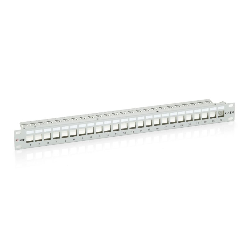 Equip 24-Port Keystone Cat.6 Shielded Patch Panel, Light Grey