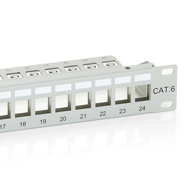 Equip 24-Port Keystone Cat.6 Shielded Patch Panel, Light Grey