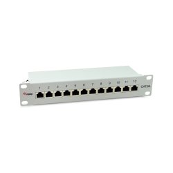 Equip Patchpanel 12x RJ45 Cat6A 10" FTP 1HE Premium hellgrau