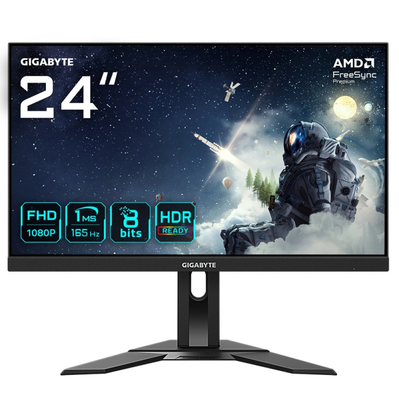 GIGABYTE G24F 2 24" FHD Moniteur de jeu - 1920 x 1080, 165 Hz, 1 ms, 300 cd/m², AMD FreeSync Premium, Prêt pour HDR,