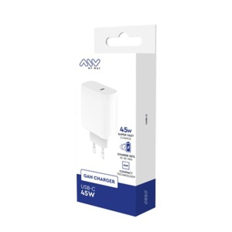CHARGEUR SECTEUR GAN 45W USB-C BLANC