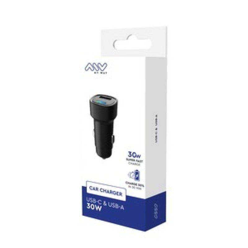 CHARGEUR VOITURE 30W USB-C USB-A NOIR