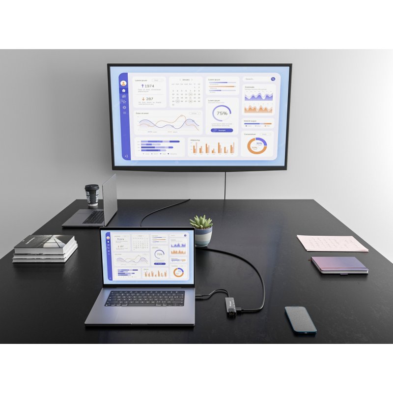 Equip Dock USB-C-HDMI.2xUSB3.0.GbE.100WPD 25cm si