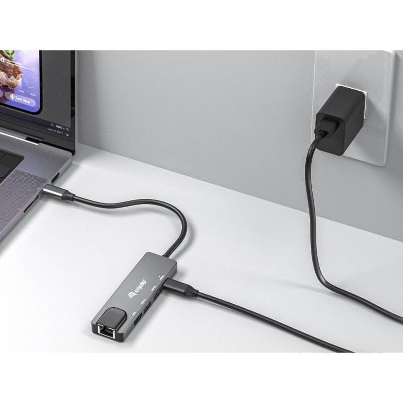 Equip Dock USB-C-HDMI.2xUSB3.0.GbE.100WPD 25cm si