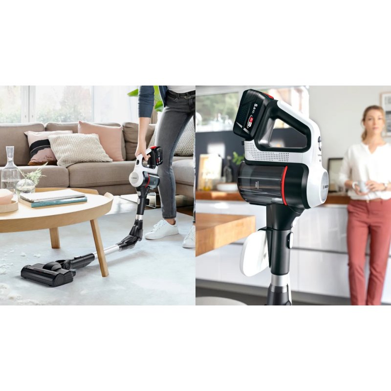 Bosch BSS715CARP aspirateur balai et balai électrique Batterie Sec Sans sac 0,3 L Noir, Argent, Blanc 5 Ah